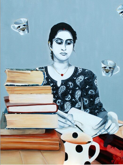 Self-Portrait with Books