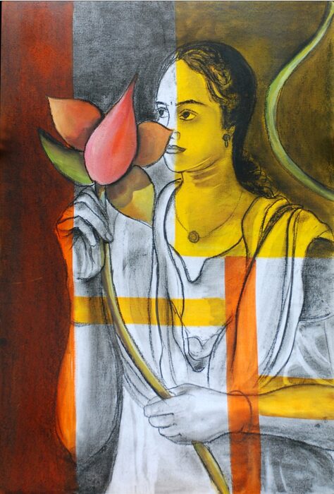 Self-Portrait with a Lotus