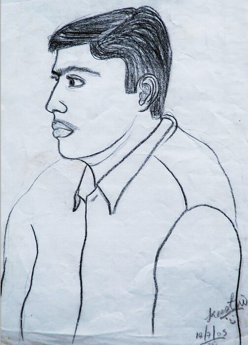 Young Man in Profile, Charcoal on paper
