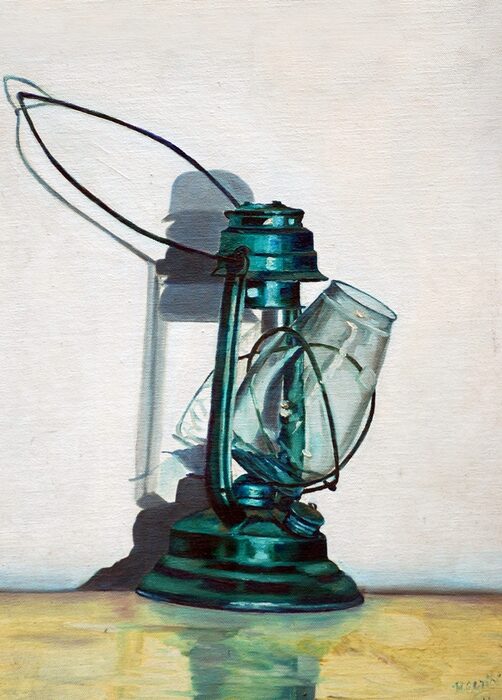 Kerosene Lantern at Rest, Oil on canvas