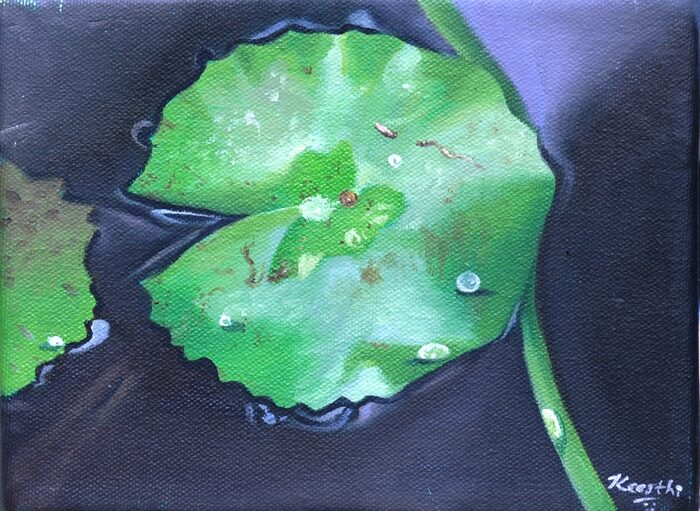 Floating Pad, Dark Water, Oil and acrylic on canvas