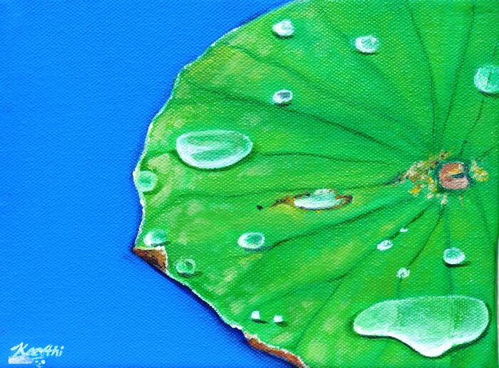 Dewdrops on Cobalt, Oil and acrylic on canvas