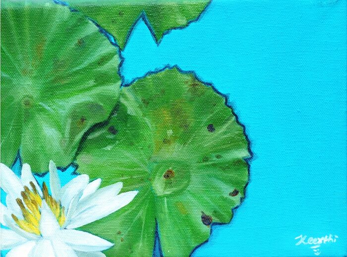 Two Pads on Turquoise, Oil and acrylic on canvas